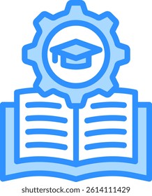 Education System Icon Blue Color Vector Illustration