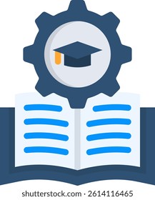 Education System Icon Flat Vector Illustration