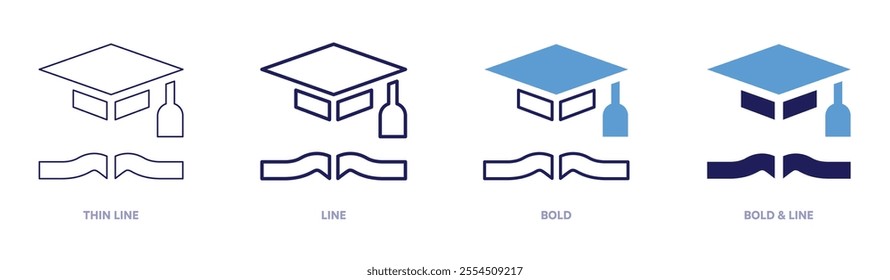 Education systems icon in 4 different styles. Thin Line, Line, Bold, and Bold Line. Duotone style. Editable stroke.