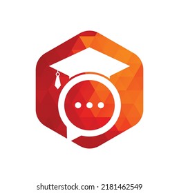 Education talk vector logo design. Graduation hat with chat bubble icon design.