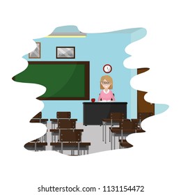 education teacher in the desk to knowledge study
