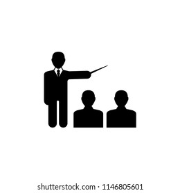 Education Teacher and Students. Flat Vector Icon illustration. Simple black symbol on white background. Education Teacher and Students sign design template for web and mobile UI element