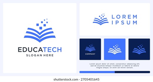 Diseño de logotipo de tecnología de Educación con libro