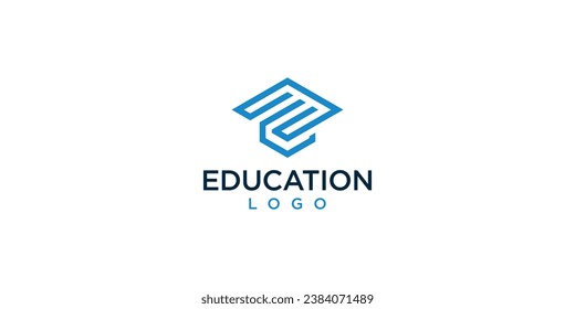 Education Tech Logo Design with Outline Style Vector Illustration.