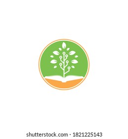 Education tech logo design vector. Book and tech tree logo design.	