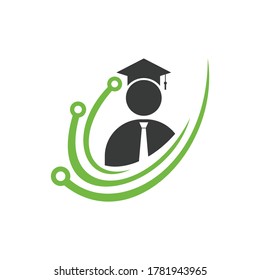 Education tech vector logo design. Digital school logo concept.