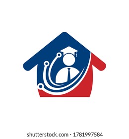Education tech vector logo design. Digital school logo concept.