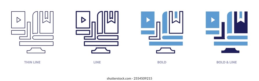 Education techniques icon in 4 different styles. Thin Line, Line, Bold, and Bold Line. Duotone style. Editable stroke.