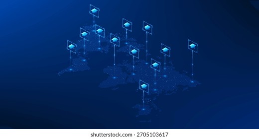 Fondo de Tecnología de Educación, Mapa mundial con tapa de graduación, concepto de aprendizaje electrónico, aprendizaje en línea, Educación digital, aprendizaje a distancia, Educación futurista, innovación de EdTech