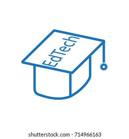 Education Technology ( EdTech) text with graduation hat and mechanic gear sign / symbol