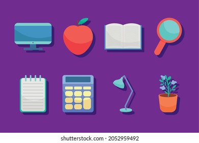 education and technology icon set