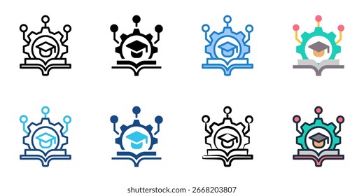 Conjunto de iconos de Tecnología de Educación colección de estilo múltiple 
