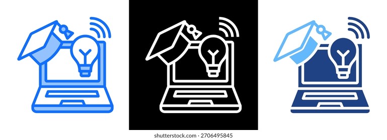 Tecnologia da educação Ícone triplestyle Vetor Illustration