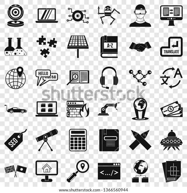 Education technology\
icons set. Simple style of 36 education technology vector icons for\
web for any design