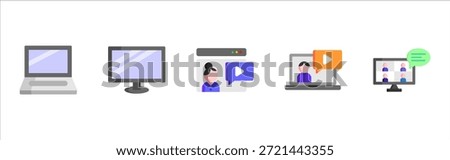 Education technology icons set for virtual classroom