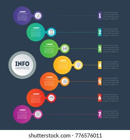 Education, technology, industry or science concept with 7 processes, values, parts, options or steps. Business presentation. Infographic template.