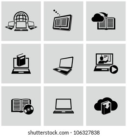 Education technology related icons set. Education online.