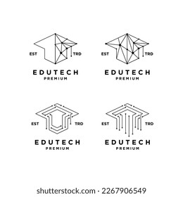 Education Technology template minimalist icon design vector illustration set collection