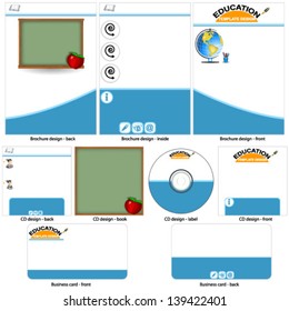 education template design - brochure design, CD cover design and business card design in one package and fully editable.