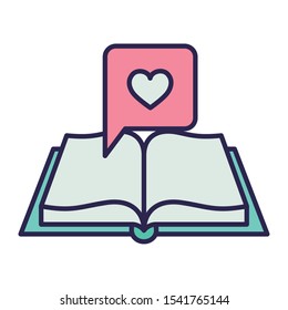 education text book open with heart vector illustration design