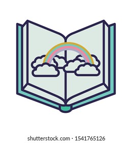 education text book open with rainbow vector illustration design