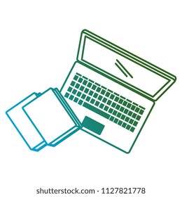 education text books with laptop