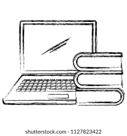 education text books with laptop