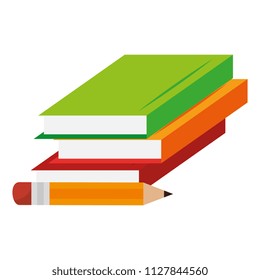 education text books with pencils