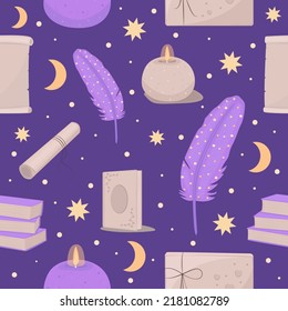 Education theme, dark academia seamless pattern