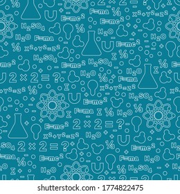 Education thin line art style seamless vector background