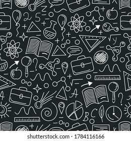 Education thin line art style seamless vector background
