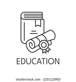 Icono de línea delgada de educación sobre fondo blanco