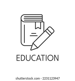 Icono de línea delgada de educación sobre fondo blanco