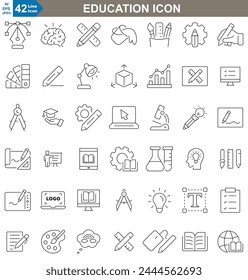 Education thin line Icons set. Learning, academic, classroom
study and teacher. perfect vector illustration