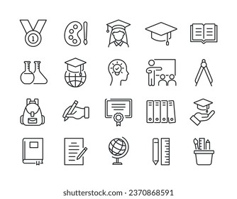 Education thin line icons. For website marketing design, logo, app, template, ui, etc. Vector illustration.