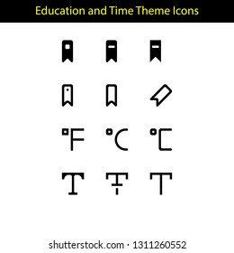 education and time theme icon with line style