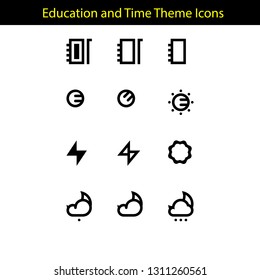 education and time theme icon with line style