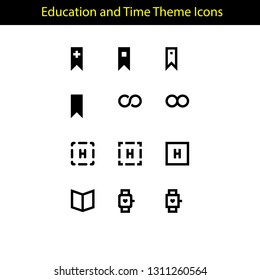 education and time theme icon with line style