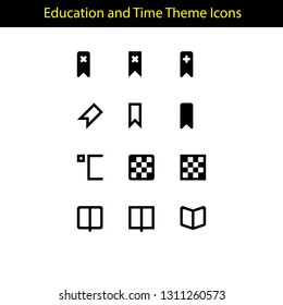 education and time theme icon with line style