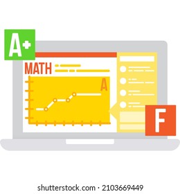 Education Timetable App For Tracking School Grades Achievement Icon Vector. Learning Progress Tracker