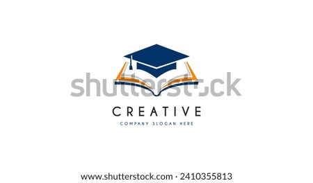 Education, Toga Hat with book logo design vector illustration.