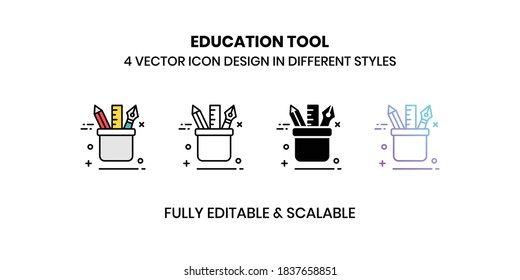 Education Tool Vector illustration icons in different style