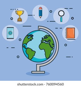 education tools set icons