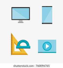 education tools set icons