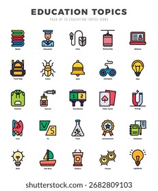 Educación Temas Icon Pack 25 símbolos de Vector para el Diseño web.