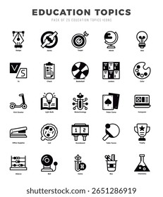 Education Topics web icons in Lineal Filled style.