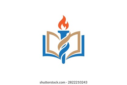 Образование факел книги логотип дизайн с обучения академического совершенства гребень