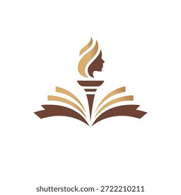 Conhecimento, aprendizado e símbolo de sabedoria da ilustração do logotipo da tocha educacional
