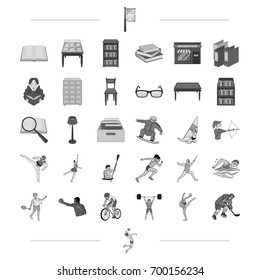 education, tournaments, business and other web icon in monochrome style., volleyball player, sports, icons in set collection.