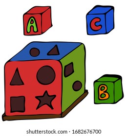Education toy flat vector hand draw icon for apps and websites